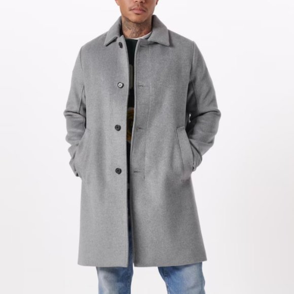 NEW! Abercrombie Wool-Blend Coat Light Gray (L)